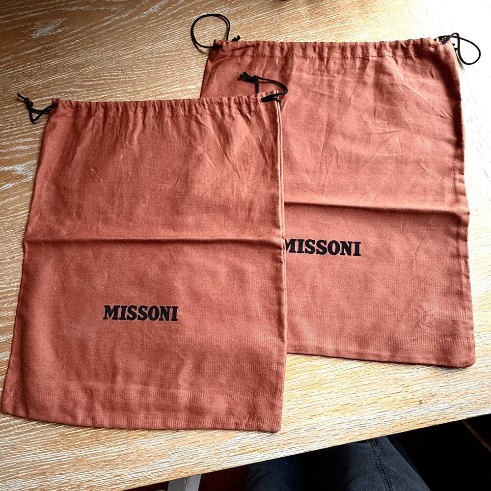Missoni Dust Bag Lot of 2 Size 11.5" X‎ 14" Travel or Closet Storage Rust Color